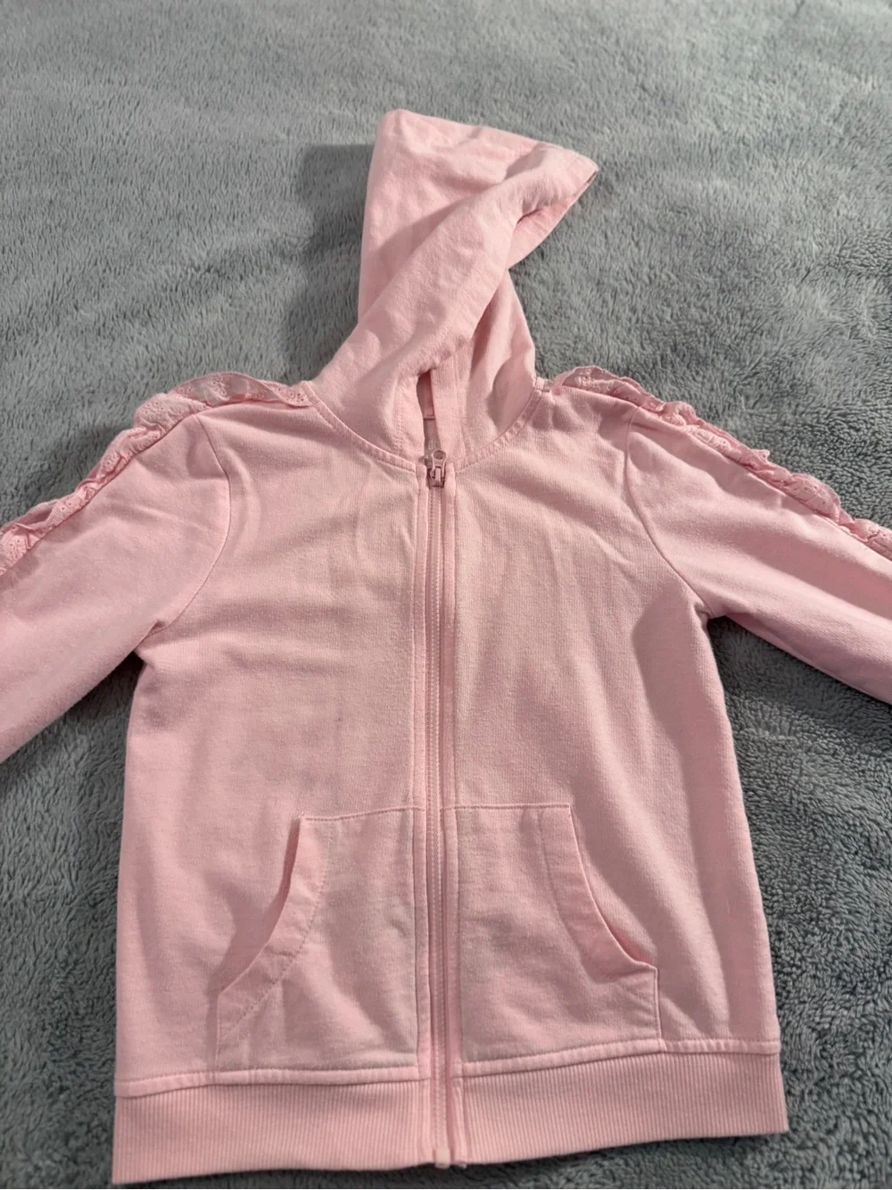 Carter's Light Pink Hooded Zip-Up Sweatshirt with Ruffle Trim